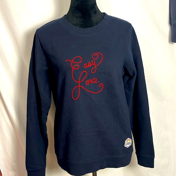 NWT French Disorder “Brenda” “Easy Love” embroidered luxury sweatshirt L navy - Picture 1 of 8